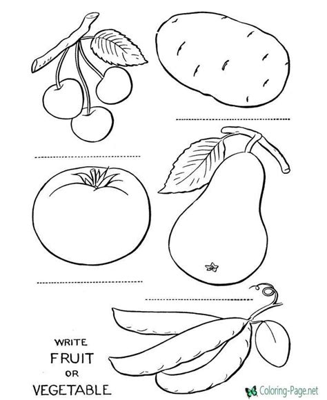 preschool food coloring page fruit  vegetable