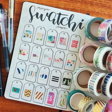 creative washi tape swatch layouts   bullet journal bullet