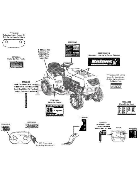 bolens wf bolens lawn tractor  label map wf parts lookup  diagrams