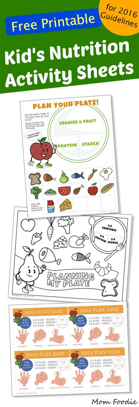 printable nutrition activities  kids mom foodie