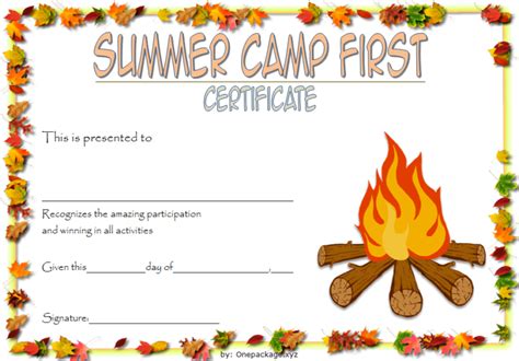 top  summer camp certificate designs  warm design