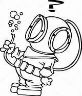 Diver Deep Sea Cartoon Coloring Stock Illustration Depositphotos Vector Template Pages Ronleishman sketch template