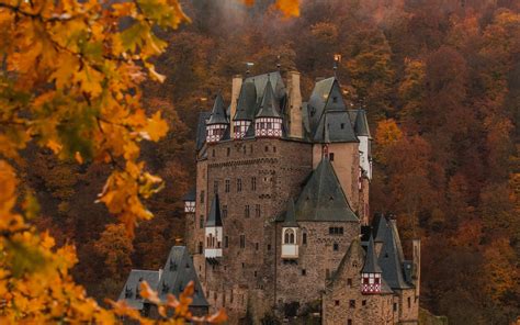 wallpaper  castle autumn architecture germany branches leaves widescreen