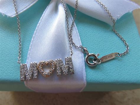 Tiffany And Co White Gold Diamond Mom Pendant Necklace Tiffany And Co