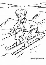 Skifahren Malvorlage Wintersport Kindgerecht Spiel öffnet Bildes Anklicken Kommen Gestaltet sketch template