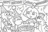 Dora Coloring Explorer Pages Birthday Printable Kids sketch template