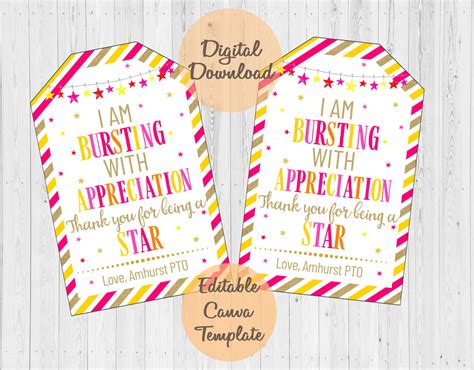 starburst candy gift tags  teacher employee appreciation etsy uk