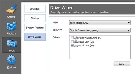 wipe  hard drive  ccleaner  windows