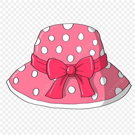 pink hat girl hat girl sunhat princess hat illustration white dot decoration red bow