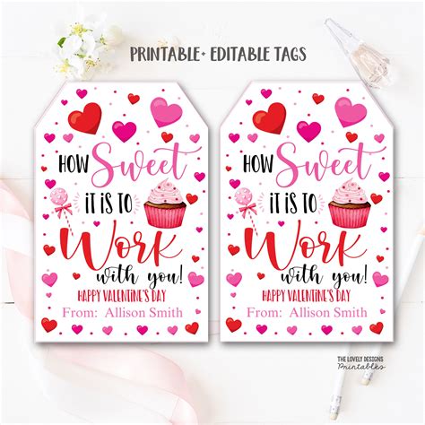 valentines coworker gift tags  sweet   work   etsy