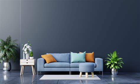 modern living room interior  sofa  green plantslamptable