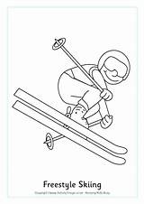 Coloring Skiing Pages Colouring Winter Ski Freestyle Olympic Olympics Sports Kids Doo Crafts Activityvillage Printable Sport Olympische Kleurplaten Winterspelen Games sketch template