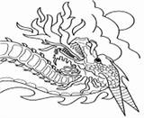 Feu Crache Dragons Chinois Langue Serpent Tetes sketch template