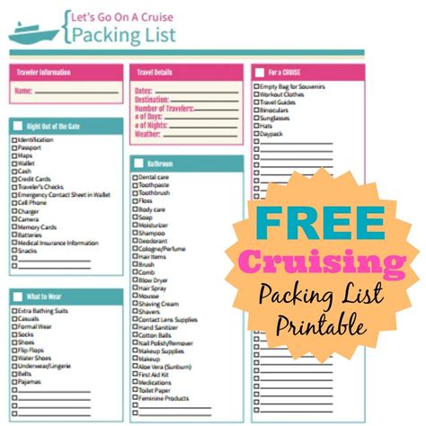 cruise packing list printable