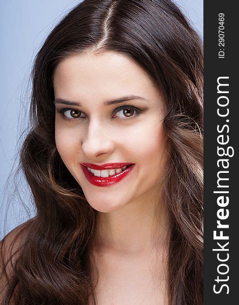 portrait of sexy brunette with red lips free stock images and photos