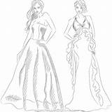 Coloring Fashion Pages Dress Fancy Model Color Dresses Mannequin Illustration Coloriage Vector Template Getcolorings Set Stock Robe Adulte Mode Prom sketch template