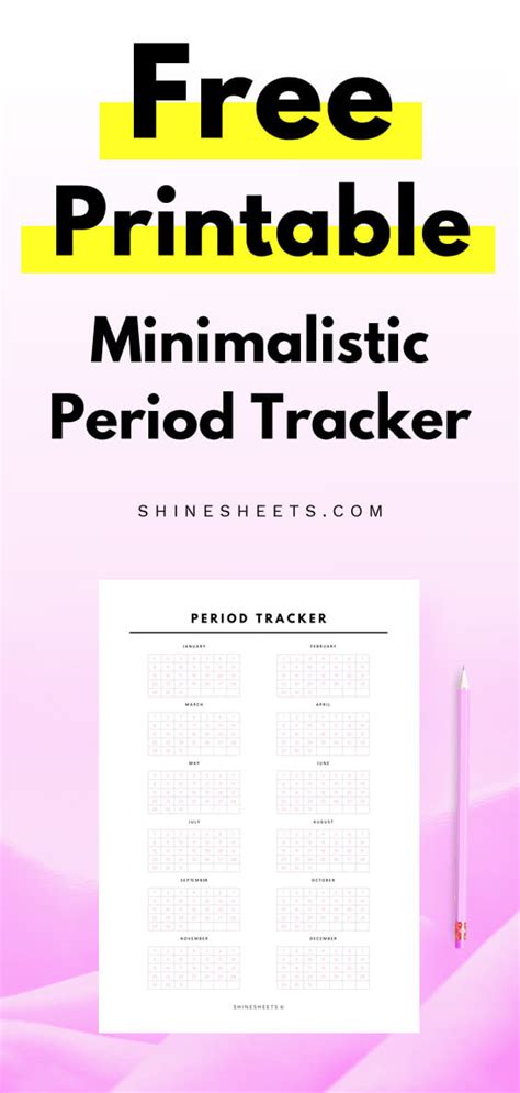 minimalistic printable period tracker shinesheets