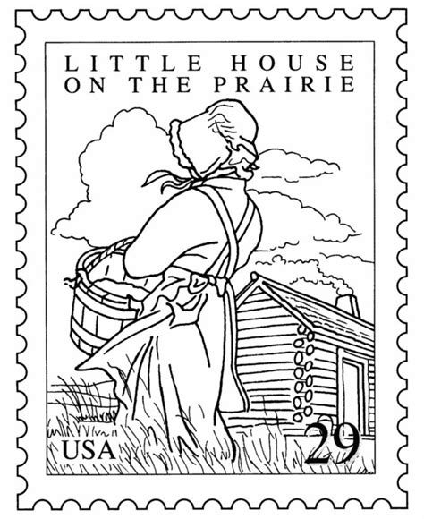 house   prairie coloring page  stitchery