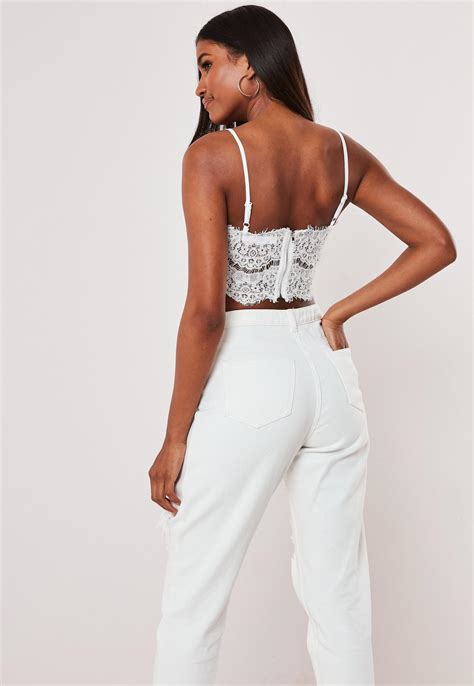 White Lace Cami Crop Top Missguided