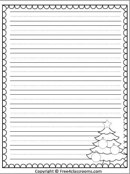 christmas tree primary lines writing paper  worksheets