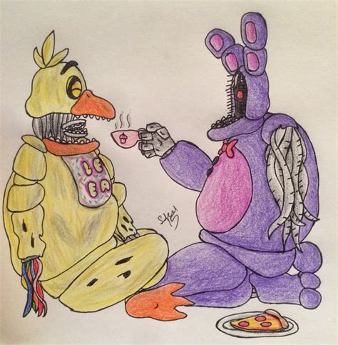 Tea Time Cute Withered Bonnie And Chica Drawing I Threw