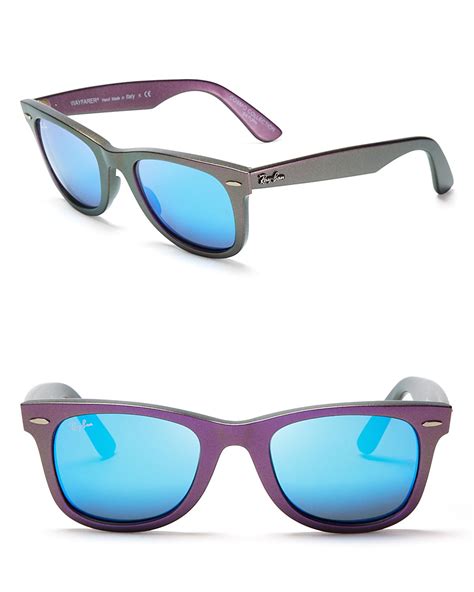 lyst ray ban iridescent mirrored wayfarer sunglasses in blue for men