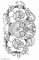 Coloring Skull Pages Printable Adults Sugar Book Adult Skulls Print Colouring Detailed Mandala sketch template