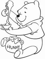 Pooh Honey Winnie Coloring Pages Bear Drawing Put Enjoying Tea Bowl Kids Coloringsky Drawings Jar Disney Sheet Template Printable Sky sketch template