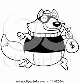 Fox Robbing Cartoon Clipart Bank Outlined Coloring Vector Cory Thoman sketch template