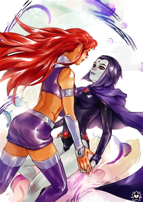 Raven And Starfire By E X P I E On Deviantart Raven Pinterest