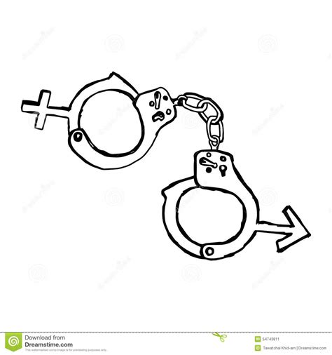 hand drawn doodles of handcuff with sex sign stock vector