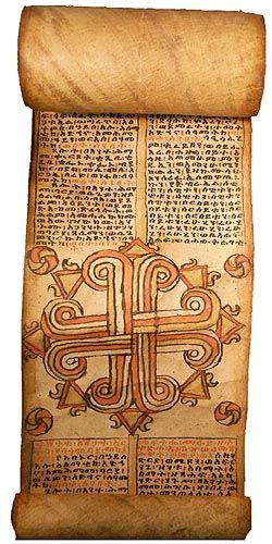 ancient ethiopian scroll incorporating coptic christian