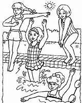 Coloring Pool Swimming Summer Pages Kids Party Printable Clipart Girls Print Library Popular sketch template