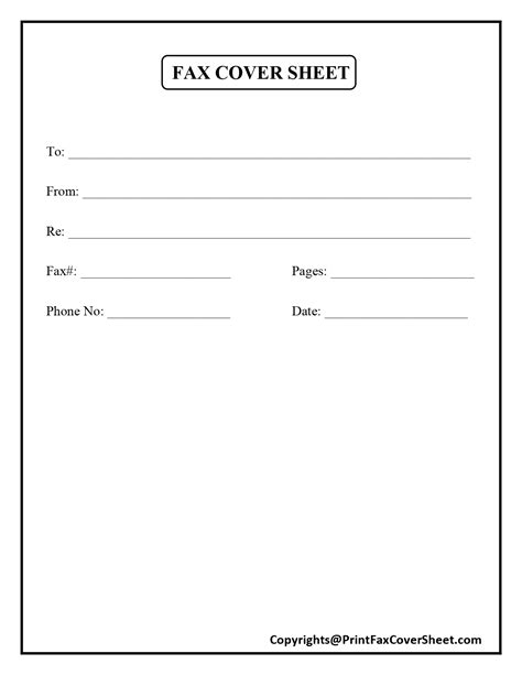 blank personal fax cover sheet template