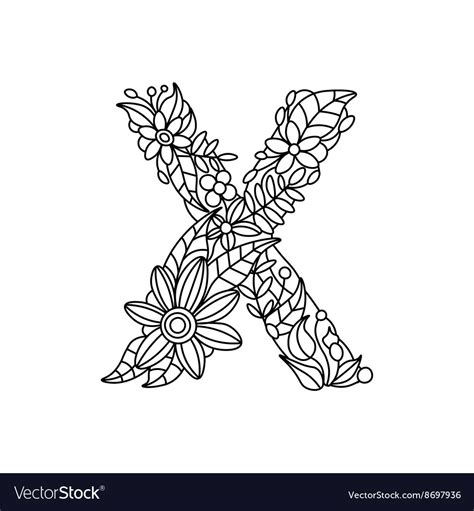 letter  coloring book  adults royalty  vector image