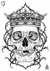 Skulls Calaveras Crowns Totenkopf Imgarcade Tatuajes Skeletons sketch template