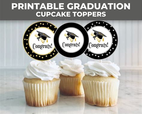 printable graduation cupcake toppers congrats graduation etsy