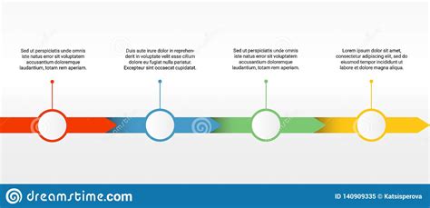Vector Timeline Template With Four Colorful Parts With Blank