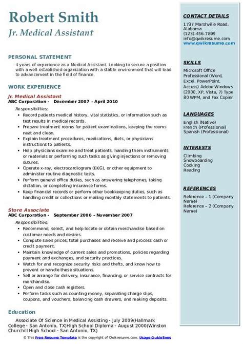 medical assistant resume samples   template