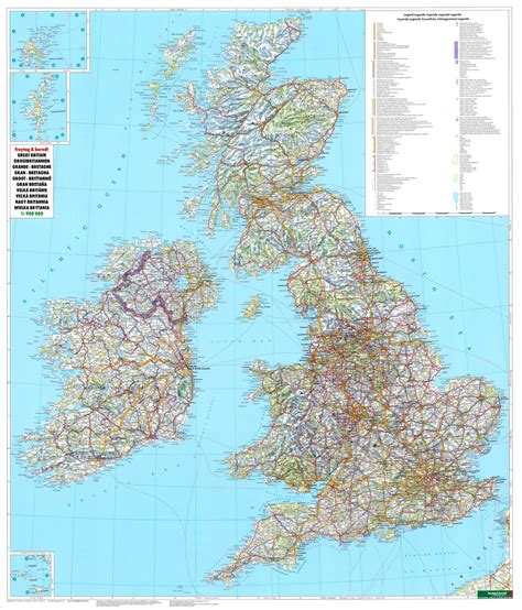 koop landkaart groot brittannie  met plaatsnamenindex voordelig  bij commee