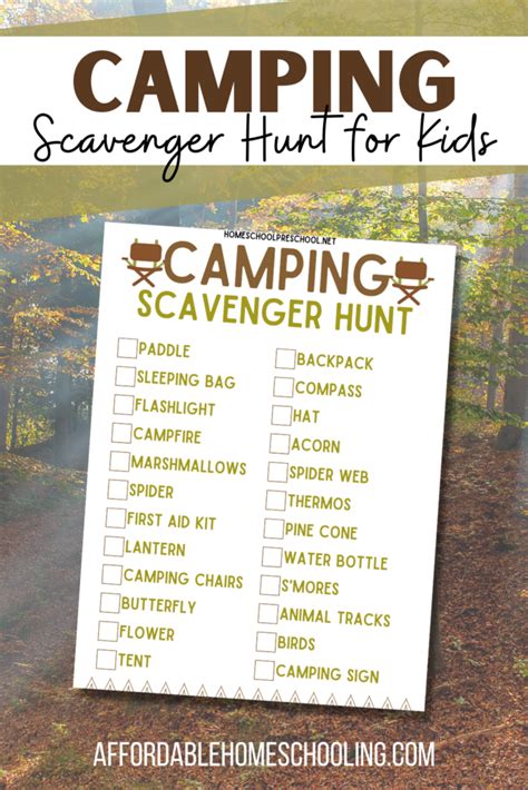 campground scavenger hunt printable francesco printable