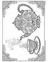 Coloring Pages Tea Teapot Adult Teacup Library Mandala Choose Board Color sketch template