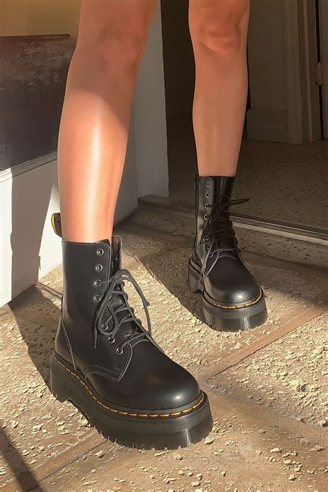 dr martens jadon platform  eye boot boots smooth leather boots hype shoes