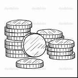 Coins Drawing Sketch Money Stack Coin Illustration Vector Stock Coloring Pages Currency Stacks Lhfgraphics Getdrawings Depositphotos sketch template