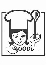Chef Female Coloring Pages Edupics Printable Large sketch template