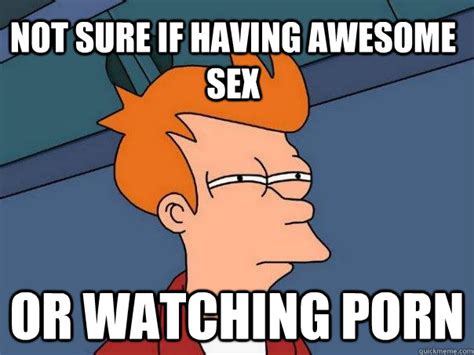 not sure if having awesome sex or watching porn futurama fry quickmeme