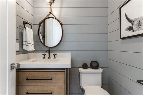 refined and refreshing trendy powder rooms in gray and