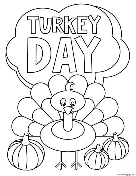 thanksgiving turkey day coloring page printable