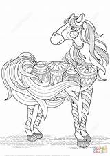 Coloring Zentangle Adult Horse Lovely Super Colouring sketch template