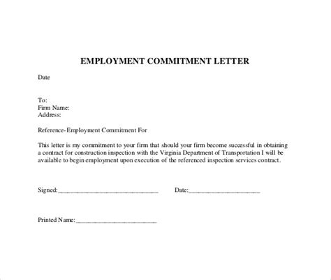 commitment letter template   documents   word